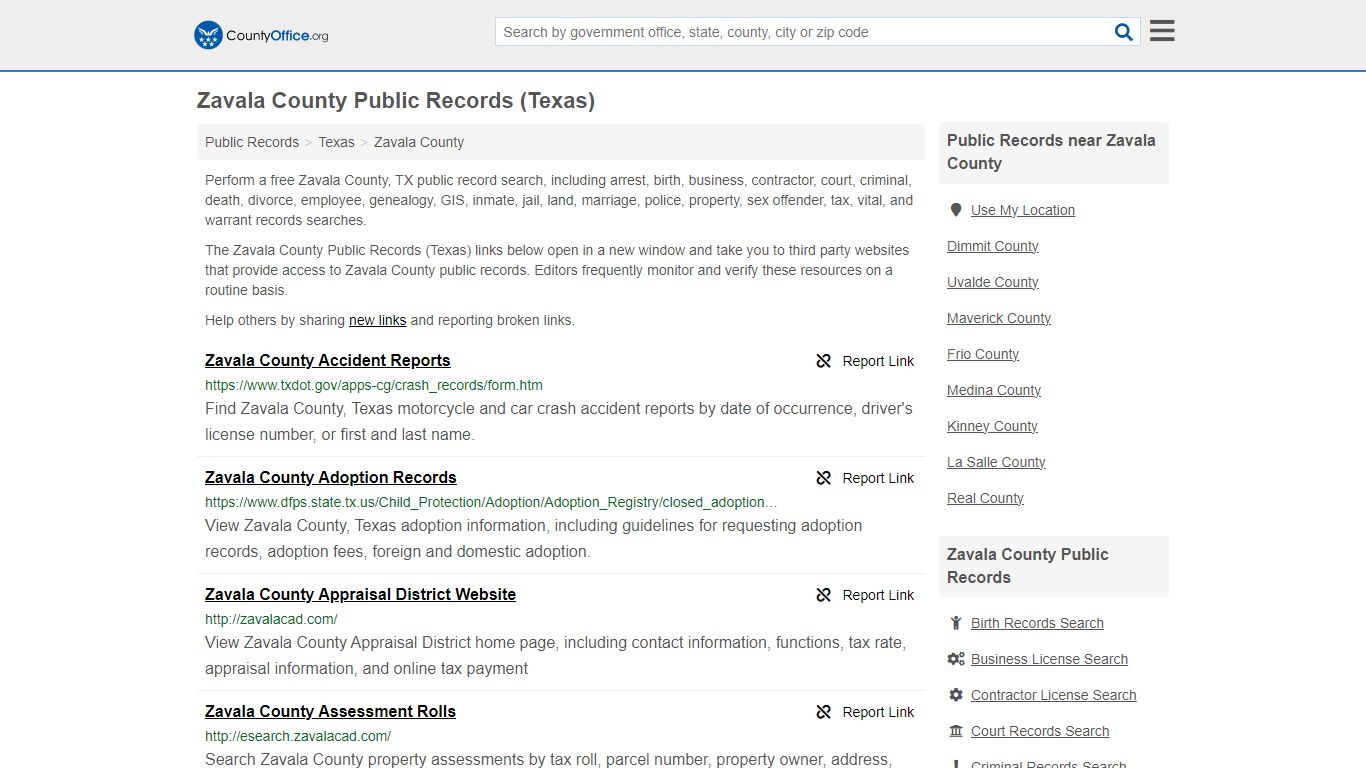 Zavala County Public Records (Texas) - County Office